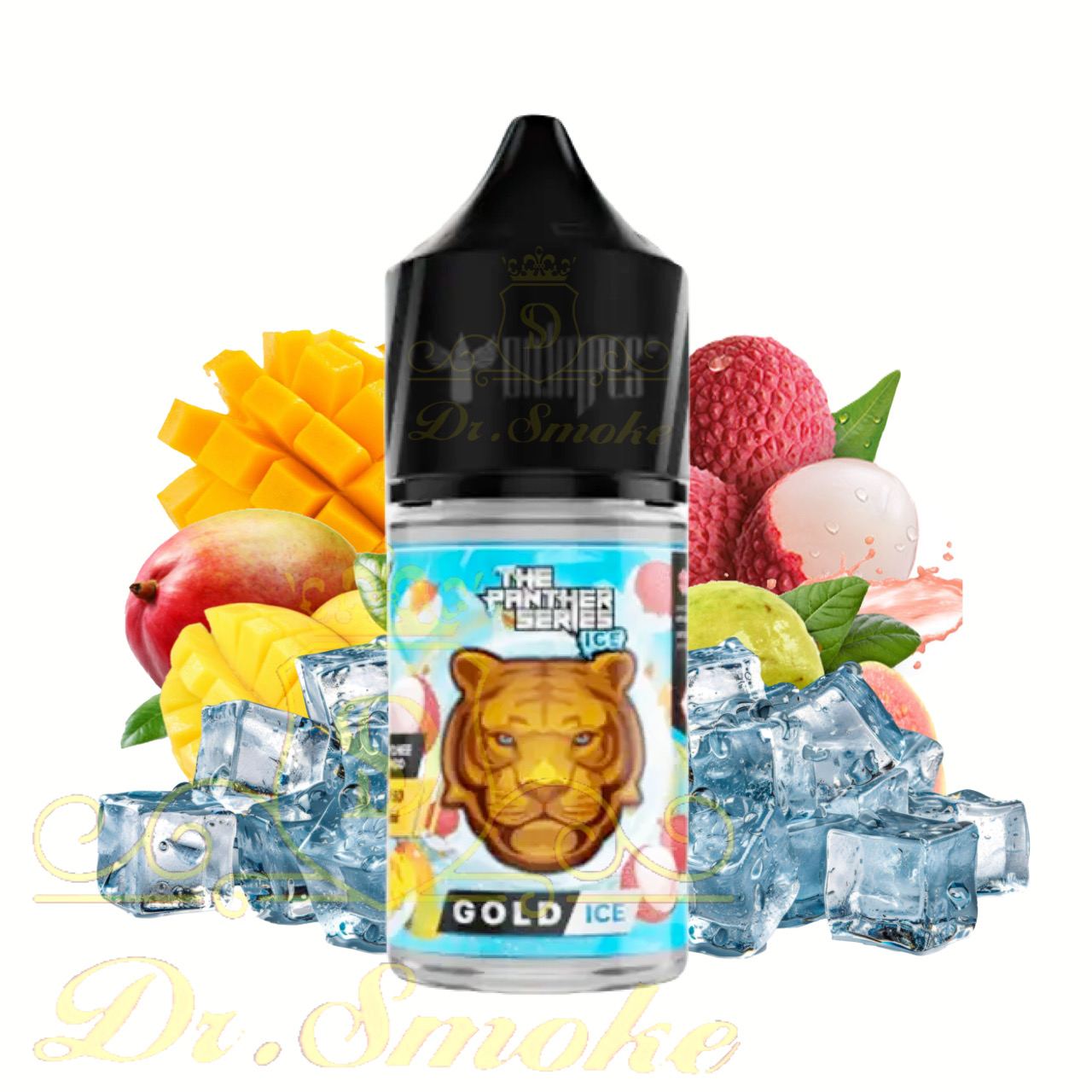 سالت لیچی گوآوا انبه یخ دکتر ویپ DR.VAPES THE PANTHER SERIES GOLD ICE SALTNIC 1 سالت لیچی گوآوا انبه یخ دکتر ویپ DR.VAPES THE PANTHER SERIES GOLD ICE SALTNIC