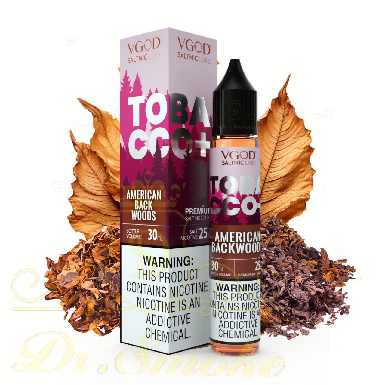 سالت تنباکو خشک دودی ویگاد VGOD Tobacco Plus American Backwoods SaltNic 1 سالت تنباکو خشک دودی ویگاد VGOD Tobacco Plus American Backwoods SaltNic