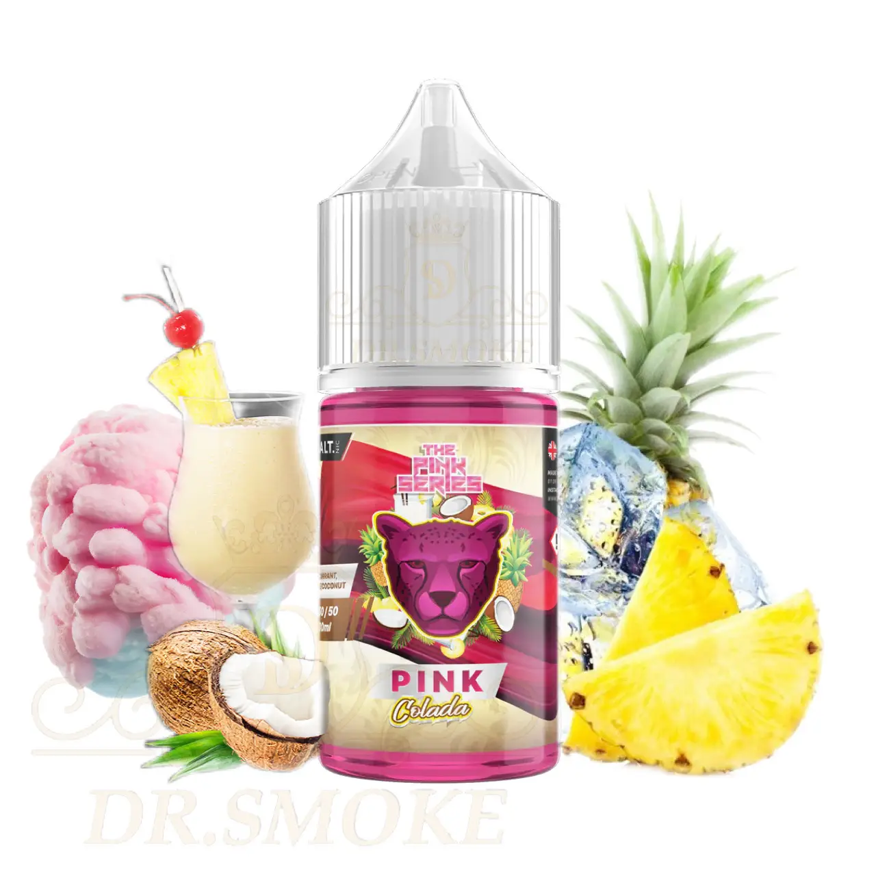سالت پشمک انگور فرنگی نارگیل آناناس و یخ دکتر ویپ(پینک کولادا) DR.VAPES pink colada SALTNIC 1 سالت پشمک انگور فرنگی نارگیل آناناس و یخ دکتر ویپ(پینک کولادا) DR.VAPES pink colada SALTNIC