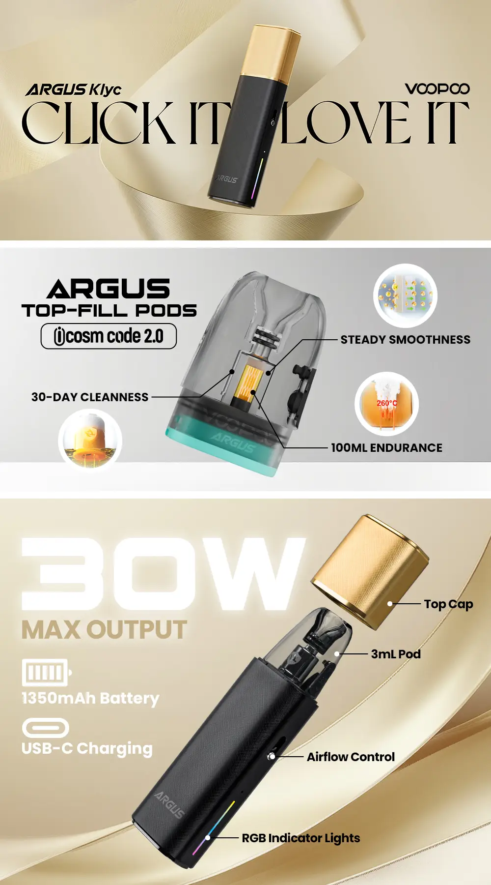 = پاد سیستم آرگاس کلیک ووپو VOOPOO ARGUS KLYC 30W Pod System IMG 5823